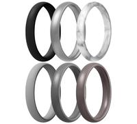 Egnaro Engagement Rings Women, Thin and Stackable Rings Silicone Women Wedding Bands，Rubber Promise Rings for Gift, Anniversary Ring for Work Out- 2.5mm Width - 1.8mm Thick, 11(20.6mm), Silicone, No