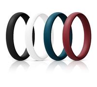 Egnaro Engagement Rings Women, Thin and Stackable Rings Silicone Women Wedding Bands,Rubber Promise Rings for Gift, Anniversary Ring for Work Out- 2.5mm Width - 1.8mm Thick, 5(15.7mm), Silicone, No