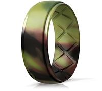 Egnaro Ergonomic Design Breathable Inner Arc Shaped Silicone Rings for Men with Half Sizes, 7 Rings/4 Rings/1 Rubber Ring, 10mm Wide and 2.5mm Thick, 11-11.5(20.6mm), Silicone, No Gemstone