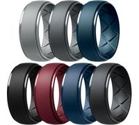 Egnaro Inner Arc Ergonomic Breathable Design, Silicone Rings Mens with Half Sizes, 1/4/5/6/7 Rubber Wedding Bands, 10mm Wide-2.5mm Thick, 11-11.5(20.6mm), Silicone, silicone