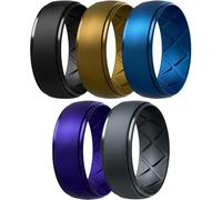 Egnaro Inner Arc Ergonomic Breathable Design, Silicone Rings Mens with Half Sizes, 1/4/5/6/7 Rubber Wedding Bands, 10mm Wide-2.5mm Thick, 9-9.5, Silicone, silicone