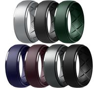 Egnaro Inner Arc Ergonomic Breathable Design, Silicone Rings Mens with Half Sizes, 1/4/5/6/7 Rubber Wedding Bands, 10mm Wide-2.5mm Thick, 9-9.5(18.9mm), Silicone, silicone