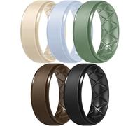 Egnaro Inner Arc Ergonomic Breathable Design, Silicone Rings Mens with Half Sizes, 7 Rings / 6 Rings / 5 Rings / 4 Rings / 1 Ring Rubber Wedding Bands, 8.5mm Wide-2mm Thick, 10.5-11, Silicone, No