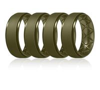 Egnaro Inner Arc Ergonomic Breathable Design, Silicone Rings Mens with Half Sizes, 7 Rings / 6 Rings / 5 Rings / 4 Rings / 1 Ring Rubber Wedding Bands, 8.5mm Wide-2mm Thick, 10.5-11, Silicone, No