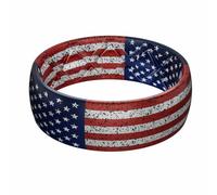 Egnaro Men's American Flag Printed Silicone Rings, 8mm Wide 2mm Thick Bands, 11-11.5(20.6mm), Silicone, No Gemstone
