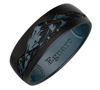 Egnaro Men's Etched Silicone Wedding Band, 7.4mm Wide 2.1mm Thick Flexible Dual-Tone Rubber Engagement Ring For Work, Gym, Travel & Outdoor Wear, Silicone, No Gemstone