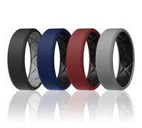 Egnaro Men's Silicone Ring, 7.5mm Wide Flexible Rubber Wedding Band for Gym, 14, Silicone, No Gemstone