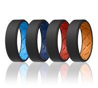 Egnaro Men's Silicone Ring, 7.5mm Wide Flexible Rubber Wedding Band for Gym, 15, Silicone, No Gemstone