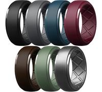 Egnaro Men's Silicone Rings 10mm Wide 2.5mm Thick Rubber Wedding Bands, Multipack 1/4/7 Breathable Comfort Fit For Workout, 5.5/6, Silicone, No Gemstone