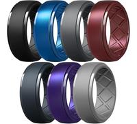 Egnaro Men's Silicone Rings 10mm Wide 2.5mm Thick Rubber Wedding Bands, Multipack 1/4/7 Breathable Comfort Fit For Workout, 5.5/6, Silicone, No Gemstone