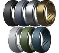 Egnaro Men's Silicone Rings 10mm Wide 2.5mm Thick, Rubber Wedding Bands with Inner Arc Ergonomic Breathable Design, 1/4/5/7 Variety Multipack, 5.5-6(16.50mm), Silicone, No Gemstone