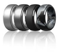 Egnaro Men's Silicone Rings 10mm Wide 2.5mm Thick, Rubber Wedding Bands with Inner Arc Ergonomic Breathable Design, 1/4/5/7 Variety Multipack, 5.5-6(16.50mm), Silicone, No Gemstone