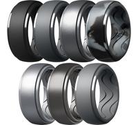 Egnaro Men's Silicone Rings 10mm Wide 2.5mm Thick, Rubber Wedding Bands with Inner Arc Ergonomic Breathable Design, 1/4/5/7 Variety Multipack, 5.5-6(16.50mm), Silicone, No Gemstone