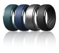 Egnaro Men's Silicone Rings 10mm Wide 2.5mm Thick, Rubber Wedding Bands with Inner Arc Ergonomic Breathable Design, 1/4/5/7 Variety Multipack, 5.5-6(16.50mm), Silicone, No Gemstone
