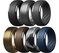 Egnaro Men's Silicone Rings 10mm Wide 2.5mm Thick, Rubber Wedding Bands with Inner Arc Ergonomic Breathable Design, 1/4/5/7 Variety Multipack, 5.5-6(16.50mm), Silicone, No Gemstone