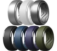 Egnaro Men's Silicone Rings 10mm Wide 2.5mm Thick, Rubber Wedding Bands with Inner Arc Ergonomic Breathable Design, 1/4/5/7 Variety Multipack, 5.5-6(16.50mm), Silicone, No Gemstone