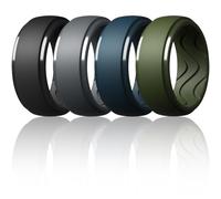 Egnaro Men's Silicone Rings 10mm Wide 2.5mm Thick, Rubber Wedding Bands with Inner Arc Ergonomic Breathable Design, 1/4/5/7 Variety Multipack, 5.5-6(16.50mm), Silicone, No Gemstone