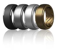 Egnaro Men's Silicone Rings 10mm Wide 2.5mm Thick, Rubber Wedding Bands with Inner Arc Ergonomic Breathable Design, 1/4/5/7 Variety Multipack, 5.5-6(16.50mm), Silicone, No Gemstone
