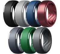Egnaro Men's Silicone Rings 10mm Wide 2.5mm Thick, Rubber Wedding Bands with Inner Arc Ergonomic Breathable Design, 1/4/5/7 Variety Multipack, 5.5-6(16.50mm), Silicone, No Gemstone