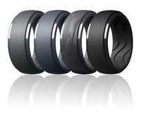 Egnaro Men's Silicone Rings 10mm Wide 2.5mm Thick, Rubber Wedding Bands with Inner Arc Ergonomic Breathable Design, 1/4/5/7 Variety Multipack, 5.5-6(16.50mm), Silicone, No Gemstone