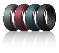 Egnaro Men's Silicone Rings 10mm Wide 2.5mm Thick, Rubber Wedding Bands with Inner Arc Ergonomic Breathable Design, 1/4/5/7 Variety Multipack, 5.5-6(16.50mm), Silicone, No Gemstone