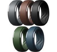 Egnaro Men's Silicone Rings 10mm Wide 2.5mm Thick, Rubber Wedding Bands with Inner Arc Ergonomic Breathable Design, 1/4/5/7 Variety Multipack, 5.5-6(16.50mm), Silicone, No Gemstone