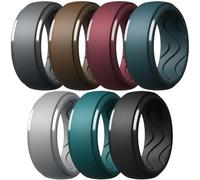 Egnaro Men's Silicone Rings 10mm Wide 2.5mm Thick, Rubber Wedding Bands with Inner Arc Ergonomic Breathable Design, 1/4/5/7 Variety Multipack, 5.5-6(16.50mm), Silicone, No Gemstone