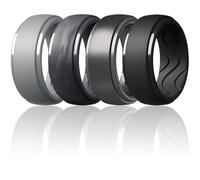 Egnaro Men's Silicone Rings 10mm Wide 2.5mm Thick, Rubber Wedding Bands with Inner Arc Ergonomic Breathable Design, 1/4/5/7 Variety Multipack, 5.5-6(16.50mm), Silicone, No Gemstone