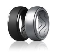 Egnaro Men's Silicone Rings 10mm Wide 2.5mm Thick, Rubber Wedding Bands with Inner Arc Ergonomic Breathable Design, 1/4/5/7 Variety Multipack, 5.5-6(16.50mm), Silicone, No Gemstone