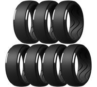 Egnaro Men's Silicone Rings 10mm Wide 2.5mm Thick, Rubber Wedding Bands with Inner Arc Ergonomic Breathable Design, 1/4/5/7 Variety Multipack, 5.5-6(16.50mm), Silicone, No Gemstone