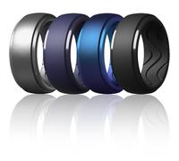 Egnaro Men's Silicone Rings 10mm Wide 2.5mm Thick, Rubber Wedding Bands with Inner Arc Ergonomic Breathable Design, 1/4/5/7 Variety Multipack, 5.5-6(16.50mm), Silicone, No Gemstone