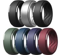Egnaro Men's Silicone Rings 10mm Wide 2.5mm Thick, Rubber Wedding Bands with Inner Arc Ergonomic Breathable Design, 1/4/5/7 Variety Multipack, 5.5-6(16.50mm), Silicone, No Gemstone