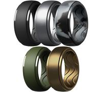 Egnaro Men's Silicone Rings 10mm Wide 2.5mm Thick, Rubber Wedding Bands with Inner Arc Ergonomic Breathable Design, 1/4/5/7 Variety Multipack, 5.5-6(16.50mm), Silicone, No Gemstone