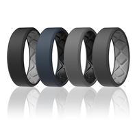 Egnaro Men's Silicone Rings, 7.5mm Wide 2.5mm Thick Rubber Bands For Him, Ergonomic Beveled Edge Two Tone Waterproof Workout Accessories, 8.5-9, Silicone, No Gemstone