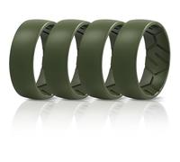 Egnaro Men's Silicone Rings 8mm Wide 2.2mm Thick Rubber Wedding Bands, 1/4/5/6/7 Multipack of Breathable Patent-Pending Design, 9-9.5(21.65mm), Silicone, No Gemstone