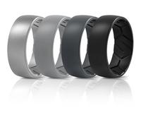 Egnaro Men's Silicone Rings 8mm Wide 2.2mm Thick Rubber Wedding Bands, 1/4/5/6/7 Multipack of Breathable Patent-Pending Design, 10-10.5(21.96mm), Silicone, No Gemstone