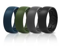 Egnaro Men's Silicone Rings 8mm Wide 2.2mm Thick Rubber Wedding Bands, 1/4/5/6/7 Multipack of Breathable Patent-Pending Design, 9-9.5(21.65mm), Silicone, No Gemstone