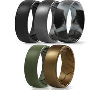 Egnaro Men's Silicone Rings 8mm Wide 2.2mm Thick Rubber Wedding Bands, 1/4/5/6/7 Multipack of Breathable Patent-Pending Design, 10-10.5(21.96mm), Silicone, No Gemstone