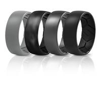 Egnaro Men's Silicone Rings 8mm Wide 2.2mm Thick Rubber Wedding Bands, 1/4/5/6/7 Multipack of Breathable Patent-Pending Design, 10-10.5(21.96mm), Silicone, No Gemstone