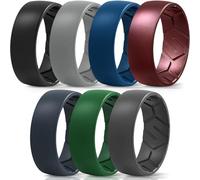 Egnaro Men's Silicone Rings 8mm Wide 2.2mm Thick Rubber Wedding Bands, 1/4/5/6/7 Multipack of Breathable Patent-Pending Design, 10-10.5(21.96mm), Silicone, No Gemstone