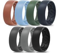 Egnaro Men's Silicone Rings 8mm Wide 2.2mm Thick Rubber Wedding Bands, 1/4/5/6/7 Multipack of Breathable Patent-Pending Design, 10-10.5(21.96mm), Silicone, No Gemstone