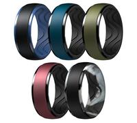 Egnaro Men's Silicone Wedding Rings: 10mm Wide 2.5mm Thick rubber wedding bands - Hypoallergenic for Gym/Outdoor/Gift, 10.5-11, Silicone, No Gemstone