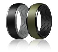 Egnaro Men's Silicone Wedding Rings: 10mm Wide 2.5mm Thick rubber wedding bands - Hypoallergenic for Gym/Outdoor/Gift, 10.5-11, Silicone, No Gemstone