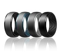 Egnaro Men's Silicone Wedding Rings: 10mm Wide 2.5mm Thick rubber wedding bands - Hypoallergenic for Gym/Outdoor/Gift, 10.5-11, Silicone, No Gemstone