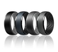 Egnaro Men's Silicone Wedding Rings: 10mm Wide 2.5mm Thick rubber wedding bands - Hypoallergenic for Gym/Outdoor/Gift, 10.5-11, Silicone, No Gemstone