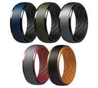 Egnaro Men's Silicone Wedding Rings: 10mm Wide 2.5mm Thick rubber wedding bands - Hypoallergenic for Gym/Outdoor/Gift, 10.5-11, Silicone, No Gemstone