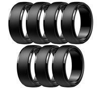 Egnaro Men's Silicone Wedding Rings: Classic Black Step Edge Rubber band 10mm Wide 2.5mm Thick- Hypoallergenic for Gym/Outdoor/Gift(1/4/7 Variety Pack with Half Size), 9.5-10, Silicone, No Gemstone