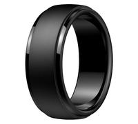 Egnaro Men's Silicone Wedding Rings,Classic Black Step Edge Rubber band, 5.5/6, Silicone, No Gemstone