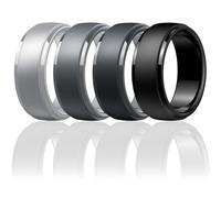 Egnaro Men's Silicone Wedding Rings: Classic Black Style Rubber ring - Hypoallergenic for Gym/Outdoor/Gift(1/4/7 Variety Pack with Half Size), 5.5/6, Silicone, No Gemstone