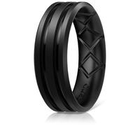 Egnaro Silicone Ring for Him with 2 Layers, Multicolor Rubber Wedding Bands with Air Flow Grooves-1/4/6/7 Variety Multipack, 9-9.5(21.66mm), Silicone, No Gemstone